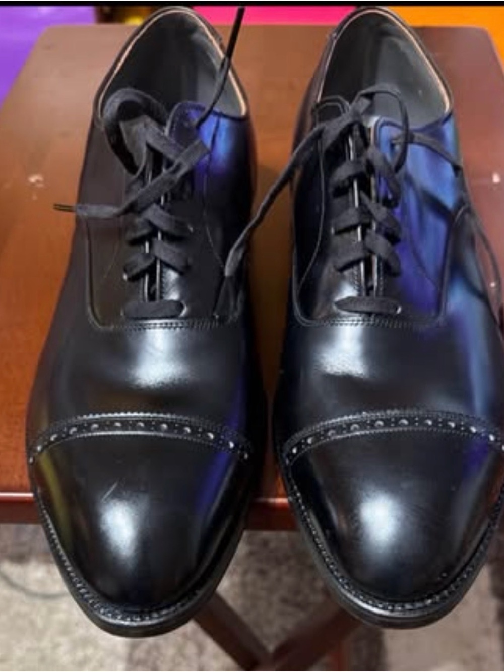 FootJoy Men's Black Cap-Toe Oxford Dress Shoes